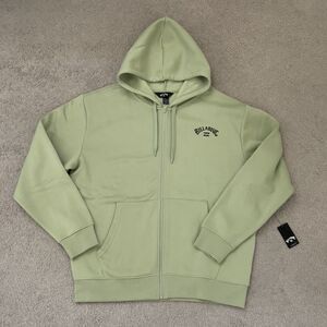 Billabong Mens Size Medium August Full Zip Hoodie Sweater Logo Graphic Green NEW